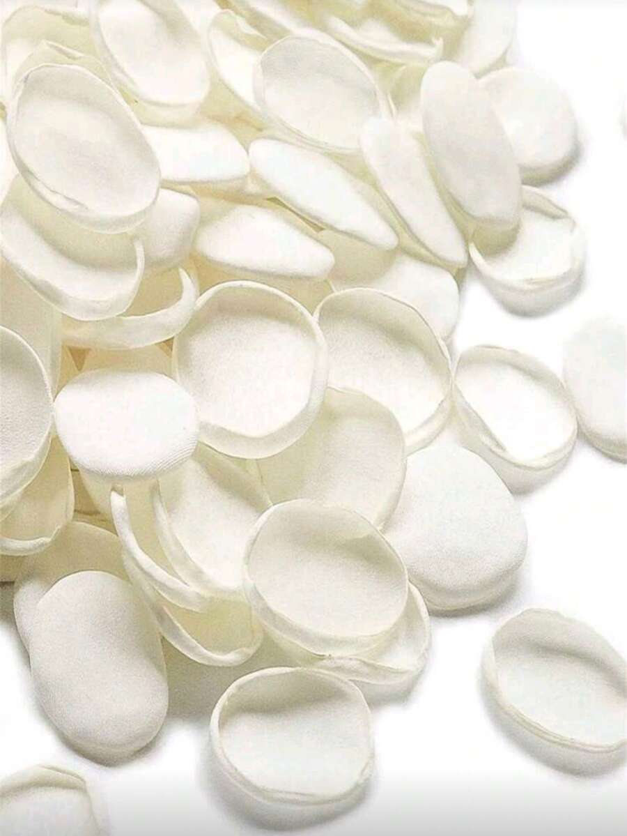 1套（100/300/600/800片）丝绸玫瑰花瓣，婚礼玫瑰花瓣，白色花瓣，人造玫瑰花瓣，求婚篮，走道，新娘送礼会，餐桌装饰 - 白色 - 查看 1