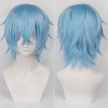 Karida 14-Inch Synthetic Fiber Cosplay Wig With Bangs, Layered Straight Hair, Unisex Cosplay Wig, High Density, Natural-Looking Cosplay Wig For Men And Women