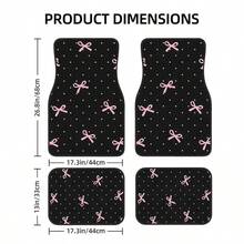4 Pcs Set Pink Bow Front And Rear Car Mats, Suitable For All Seasons, Non-Slip, -Resistant, Easy To Clean, Car Interior Additions, Compatible With For All Vehicle Models, Valentine'S Day - 彩色 - 查看 5