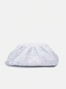 1个女孩新款时尚亮片优雅晚宴包，蕾丝花朵串珠链条单肩斜挎包，青少年单肩包，手拿包，晚宴包，链条包，零钱包，钱包，适合日常、派对、旅行，理想的礼物 - 彩色 - 查看 11