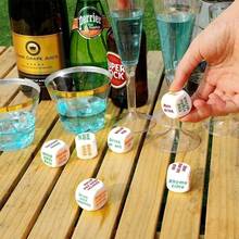 2pcs/Set English Word Drinking Dice, Novelty Dice For Party And Holidays Like Christmas, Halloween, Thanksgiving,Christmas - White - View 3