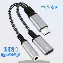 2-In-1 USB-C Headphone Jack & Fast Charging Adapter, Compatible With IPhone 17/16/15 Pro Max Plus, Compatible With IPad, Type-C To 3.5mm Audio Converter Aux Splitter Accessory - Multicolor - View 2