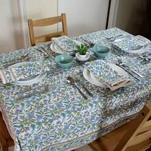 1pc Farmhouse Linen Tablecloth - Spring Floral Design With Pink, Purple, Blue & Green Flowers, Rectangular Fabric For Indoor\/Outdoor Use, Perfect For Kitchen, Dining & Patio, 51x51\/70\/83\/103 Inch, Patio Tablecloth | Springtime Decor | Linen Texture - 彩色 - 查看 3