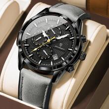 POEDAGAR New Sports And Leisure Three Eye Six Needle PU Leather Strap Quartz Watch - Grey - View 12