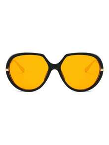 1副女士黑色圆形PC镜框金属镜腿旅行度假个性化街头时尚眼镜 - 黑色 - 查看 3