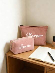 Customized Make Up Bag, Personalized Custom Letter Name Logo Storage Bag, Lightweight Zipper Cosmetic Bag - Multicolor - View 2