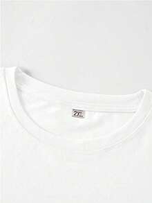 AnChiStreetwear--大尺碼男士時尚休閒圖案字母標語印花短袖T恤 - 白色 - 查看 7