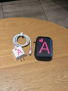 5pcs Charger & Cable Organizer Set (1pc Black Cable Organizer Bag, 1pc Charger Protector Case, 2pcs Cable Savers, 1pc White Cable Tie) With UV Printed Pink Heart & 26 Letters Pattern, Suitable Compatible With Apple 20W Fast Charger - Multicolor - View 5