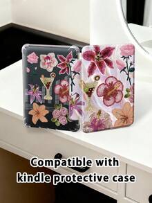 The Pattern Of Beaded Hibiscus & Lily Tablet Case Compatible With IPad Air 11-Inch M3 2025 / M2 2024, IPad Air 5th Generation 2022 , IPad (A16) 11 Inch 11th Generation 2025,Compatible With Samsung Galaxy Tab,Kindle Paperwhite 12th Gen 2024, Clear Back ,Fashion Pattern Protective Case,Automatic Sleep And Wake-Up Function, Airbag Protection, Suitable For Gifts And Office Use - Multicolor - View 9