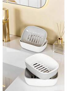 1 buc. Savonieră minimalistă modernă cu strat dublu și design cu drenaj ventilat - Suport pentru săpun cu auto-drenaj, săpunieră ușor de curățat pentru baie, bucătărie și chiuvetă, accesoriu elegant pentru decorul casei pentru duș, lavoar, toaletă și măsuță de toaletă, ușoară și durabilă pentru utilizare zilnică - Multicolor - Vizualizare 9