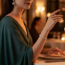 MDFUN 18K White Gold Plated Tennis Bracelet For Women, Single Row, 5mm Round Cubic Zirconia, 6-8.5 Inch Adjustable Length