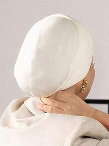 女士内衬帽头巾帽头巾帽 Amira Hijab 时尚纯色下巴弹性头巾和颈套 Rf - A - 查看 5