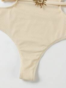 Women's Criss Cross Tie Back Halter Monokini Swimsuit One Piece Cut Out Tummy Control Bathing Suit Female Brazil Swim Suit 2026 Summer New Swimwear One-Piece Swimsuits - Beige - View 10