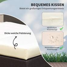 Poly Rattan Lounge Sofa, 2-Seater Garden Sofa With Cushions And Footrest, Brown, Ideal For The Garden And Terrace - White - View 6