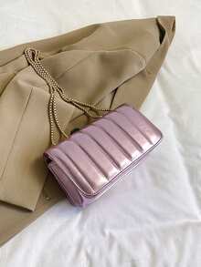 Women's Fashionable Minimalist Velvet Embroidered Chain Shoulder Bag For Daily Use - Pink - View 8