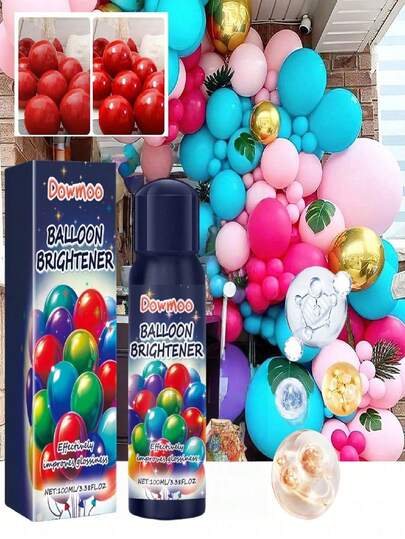 DOWMOO 100ml Balloon Shine Spray, It Enhances The Ambiance Of Balloons And Has A Long-Lasting Effect, Creating A Textured High-Gloss Spray. The High-Gloss Balloon Spray Enhances The Shine Of Balloons With A Long-Lasting Effect.