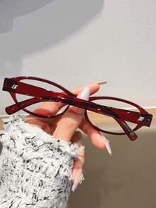 1 Pair Unisex Oblong Casual Street Style Loose Fit Eyeglasses, Versatile For Commuting, Fashion Non-Prescription Glasses, Autumn/Winter - Multicolor - View 3