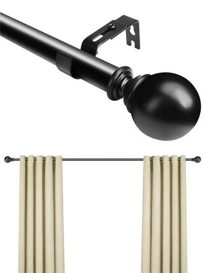 Conjunto De Poste Romano De Unión De Cortina Negro Cortineros De Metal Ajustable Barra A Maximo 3m, Poste De Cortina Resistente De Acero Inoxidable con 2 piezas soportes y tornillos, se ajusta a ventanas de 28 a 144 pulgadas, diseño clásico simple, a prueba de agua y óxido, fácil de instalar, gran capacidad de carga, Adecuada Para Divisor De Habitaciones, Dormitorio, Sala De Estar, Cocina, Baño
