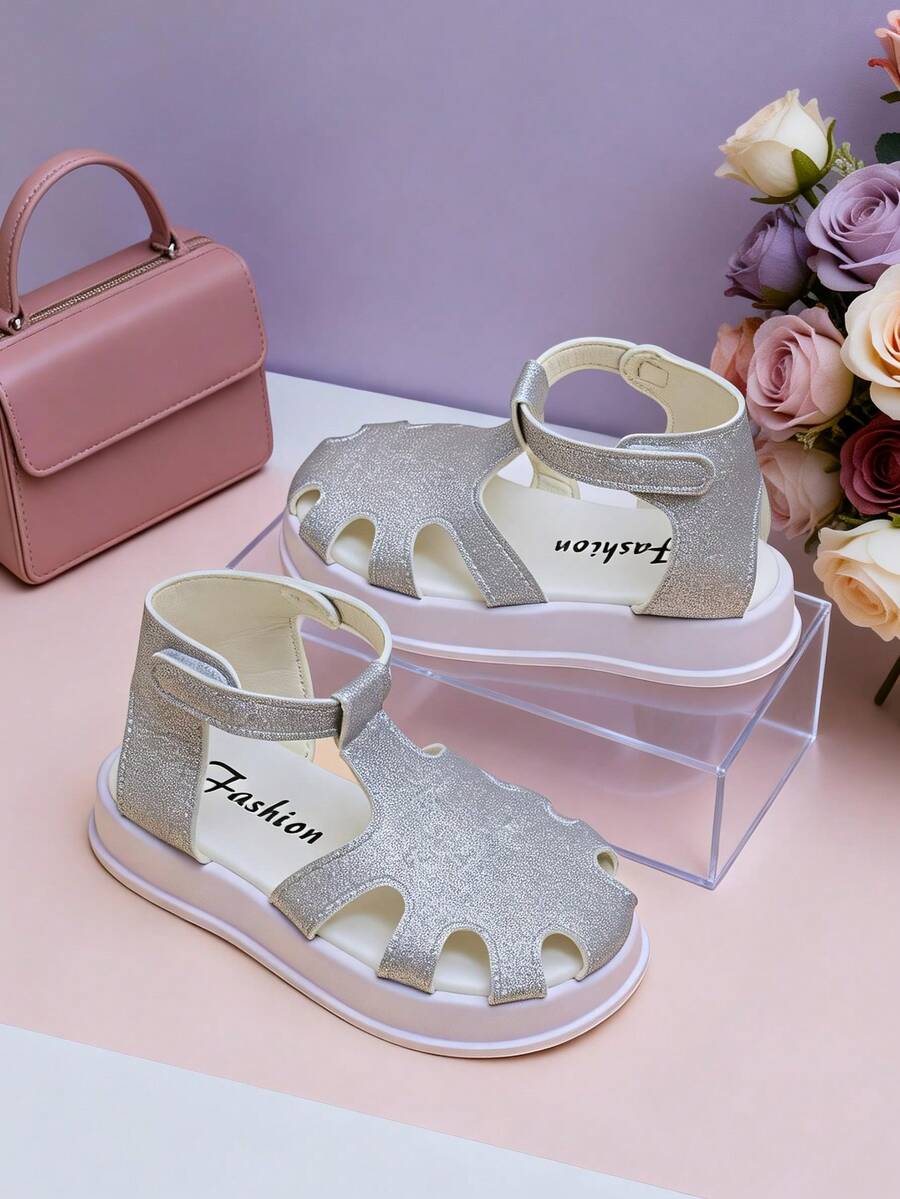 2026春夏未来科技风女童鞋（3-12岁）[软底][金属银镜][科技几何镂空结构][轻盈反光EVA材质] - 銀色 - 查看 1