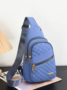 新款尼龙女士胸包，时尚菱形单肩斜挎包，大容量骑行胸包，手机袋 - 彩色 - 查看 7