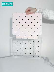 Koolife 1pc Pink Polka Dot Double-Sided Coated PC+TPU Y-Fold Tablet Protective Case, Suitable Compatible With Ipad 9.7/10.2/10.5/10.9/12.9/Pro 11 (10th Gen)/ Galaxy Tab S6/S7/S8/S9/S10/A8/A9, Protective Case Supports Multi-Angle Adjustment, Six Stand Placement Modes, Built-In Pen Slot, Transparent Back Panel, Anti-Drop Protection, Auto Wake/Sleep - Pink - View 6