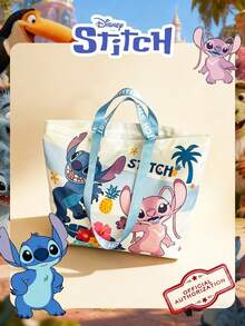 Disney Licensed Official 1 Pc Stitch Pattern Ischievous Stitch Tote Bag Daily Storage And Organization High-Capacity Foldable Tote Bag Shoulder Bag Lightweight Handbag Multiple Models To Choose From Verifiable For Lady/Teenagers/Teens/Young Adults/Zoomers/Women Perfect For Daily/Shopping/ - Blue - View 1