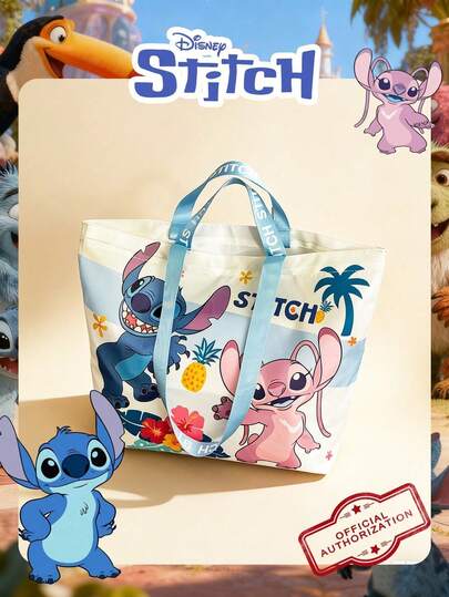  1 pieza Bolso de tela con estampado de Stitch, el travieso personaje de Disney, con gran capacidad, plegable, de hombro y ligero. Múltiples modelos disponibles, ideal para damas, adolescentes, jóvenes y mujeres, perfecto para uso diario, compras y salidas.
