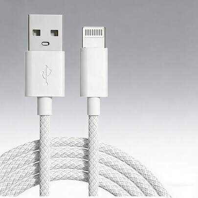 1 pieza Cable de datos trenzado USB, Cable de transferencia de datos de alta eficiencia y carga rápida de 3.3ft/100cm compatible con iPhone 14 Pro Max/14 Pro/14 Plus/14/13/12/11/XS/XR/8/7/6, Series, cable de carga de tela