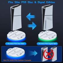 1件装，兼容PlayStation 5/Slim的必备配件，适用于PlayStation 5/Slim主机支架，夏秋两季礼物，带LED灯，夏季游戏配件，PS 5手柄充电座，游戏配件，游戏机，游戏机配件，适合主机玩家 - 白色 - 查看 8