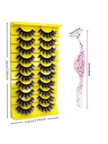 2pcs/10pairs Soft, Fluffy & Natural Mink 3D False Eyelashes Makeup Set, Including Long & Short Lashes - Multicolor - View 11