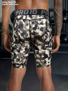 基础款休闲运动涤纶速干弹力提臀字母中腰男士三角裤 - 軍綠色 - 查看 3