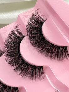 7对D卷翘假睫毛，自然柔和的飞扬尾端，拉长眼型，猫眼妆效，俄式假睫毛，浓密蓬松，纤长卷翘，3D立体效果，假睫毛，假睫毛，睫毛，假睫毛 - 濃密款 - 查看 5