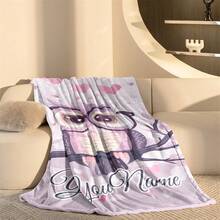 Pătură de flanel personalizabilă cu model bufniță roz - Un design simplu, unic și modern, cadou ideal de Ziua Îndrăgostiților pentru prieteni și iubiți - Moale, ușoară și caldă, potrivită pentru toate anotimpurile - Poate fi folosită pe pat, canapea, birou, camping în aer liber și călătorii - Pătură multifuncțională, pătură decorativă - Multicolor - Vizualizare 8