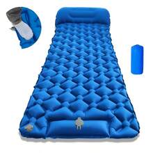 Self-Inflating Thick Double Sleeping Pad With Pillow And Built-In Foot Pump, Suitable For Backpacking, Hiking, Tent Camping And Other Occasions, Portable Camping Mat, Self-Inflating Camping Sleeping Pad, Time And Effort Saving, Foot Pump Inflation, Can Be Fully Inflated In Less Than 3 Minutes.