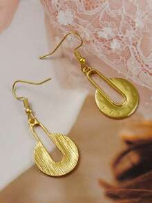 Pendientes largos y redondos vintage con diseño exagerado del oeste, pendientes desgastados personalizados como regalo - Dorado - Ver 2
