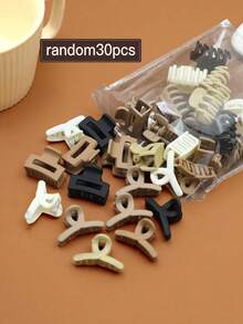 30pcs/Set All-Match Brown Tone Minimalist Multi-Style Hair Clips, Suitable For Daily, Party, Holiday, Birthday And Other Social Occasions, Recommended As Gift Hair Accessories - Multicolor - View 5