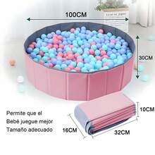 Alberca de Pelotas para Bebe, Piscina de Pelotas para Bebe de Tela Oxford de Doble Capa, Corral Plegable para Bebe, con Bolsa de Almacenamiento, 100 * 30cm, Regalo Ideal para Niños y Niñas - Rosa - Ver 7