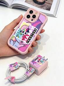 Hasbro 孩之宝官方授权卡通图案手机壳+数据线套装，兼容iPhone 17、16、15、14、13、12、11系列机型 - 粉色 - 查看 2