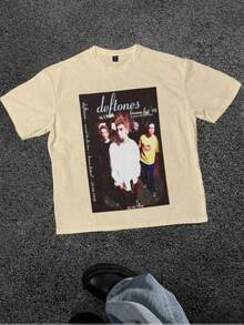 Men's,Deftone Sub-Tonal Heavy Metal Band ,(1 Pcs )100% Cotton Casual Printed T-Shirt,Crew Neck Short Sleeve,220g  Cotton T-Shirt,For Going Out,Gift,Summer,Unisex - 杏色 - 查看 1