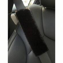 2pcs Automotive Interior Plush Seat Belt Shoulder Protection Cover Comfortable Anti Neck Anti Friction Shoulder Protection Leopard Pattern Decorative Automotive Shoulder Protection Cover - 黑色 - 查看 10