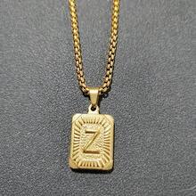 1pc Men's Bestselling Stainless Steel Square Letter Pendant Necklace, Personalized Letter Necklace, Hip Hop Jewelry - Yellow Gold - View 14