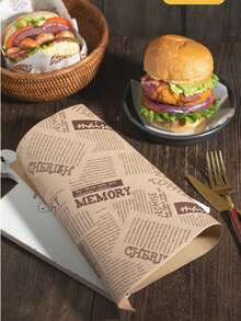 50pcs/Pack Hamburger Laminated Paper, Double-Layer Unfolded Baking Packaging Paper - Multicolor - View 3