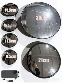 Round Wall-Mounted Decorative Corner Mirror - Full Length Horizontal Wall-Mounted Mirror, Plastic Frame, No Power Required | Home Decor Accessory, Portable Mirror, Suitable For Living Room, Bedroom, Hallway, Bathroom, Dressing Room, Room Decoration.