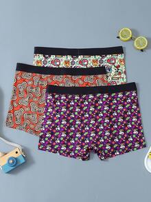 Disney 3件套迪士尼卡通涂鸦印花男士内衣，松紧腰带男士平角内裤 - 彩色 - 查看 5