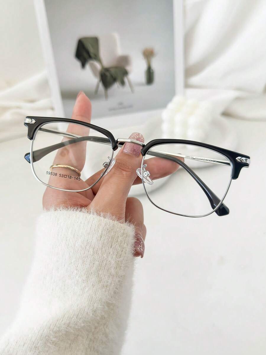 MELINDA MODA Eyeglass Frames For Women And Men, Metal Fashion - Đen Bạc - Xem 1