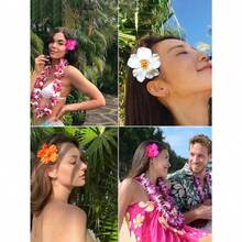 4pcs Hawaii Flower Hair Clips, Suitable For Women, 4 Pieces Artificial Flower Hair Clips, Hibiscus And Lotus Flower Hair Clips, Suitable For Beach Party, Tropical Flower Hair Accessories For Summer, Great Gift For Girls ,Flat Claw Clip, Hair Slide, Hair Claws, School Stuff - 多色-3 - 查看 7