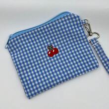 Cherry Plaid Cosmetic Bag, Storage Pouch, Travel Organizer Pouches, Large Capacity Makeup & Coin Purse - Multicolor - View 4