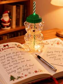 可爱小熊吸管杯，婴儿吸管玻璃杯，蜂蜜小熊吸管杯，萌萌的咖啡奶茶果汁杯，蜂蜜小熊吸管杯，家居派对节日圣诞 - 多色綠 - 查看 7