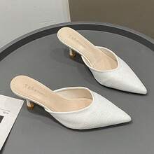 2-3cm Zapatillas de tacón alto con punta afilada, aptas para uso al aire libre, nueva colección de primavera - Blanco - Ver 2