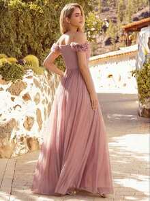 EVERPRETTY Strapless Bridesmaid Dress In Pink, Backless Design, Elegant And Shiny, Suitable For Wedding Guests, Formal And Semi-Formal Occasions - Dusty Pink - View 3